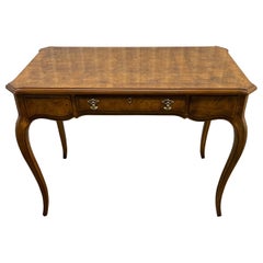 Burlwood Desk with Cabriole Legs