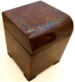 Burlwood & Hand Painted French Napolean III Style Cigar Humidor