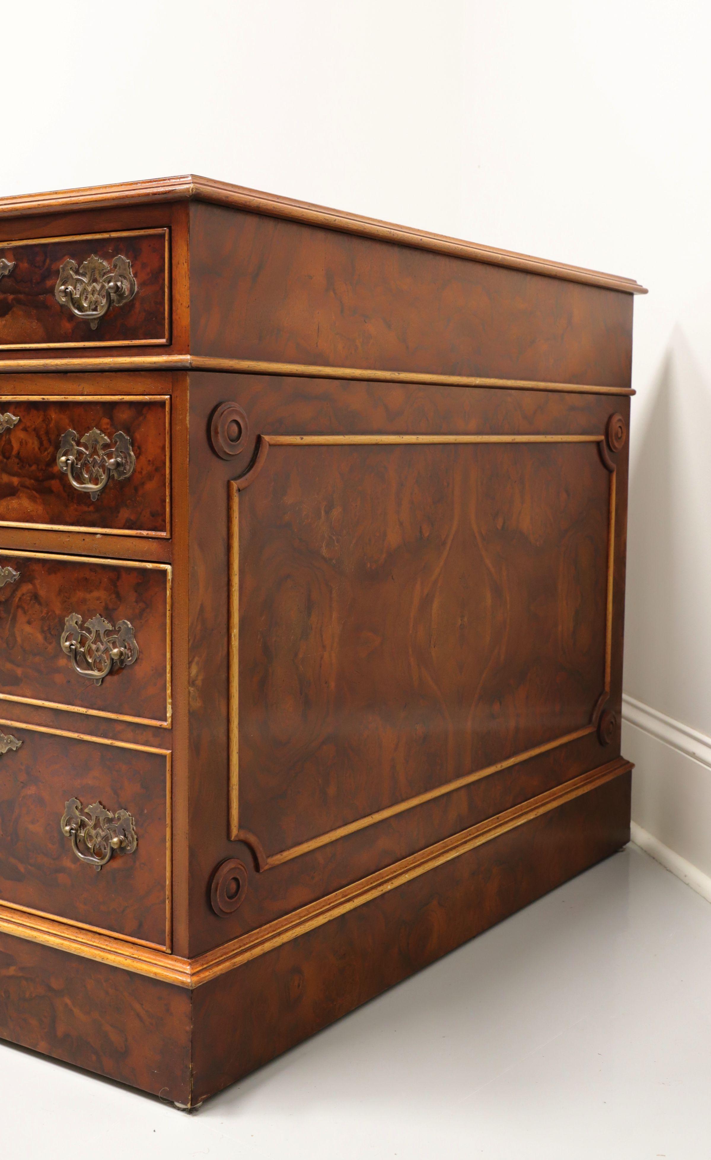 Other Burlwood Inlaid Mahogany Leather Top Executive Desk