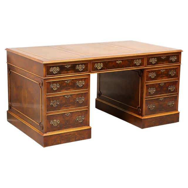 Cavour CM Desk w/ Executive Kit, Canaletto Walnut Frame with Clear ...