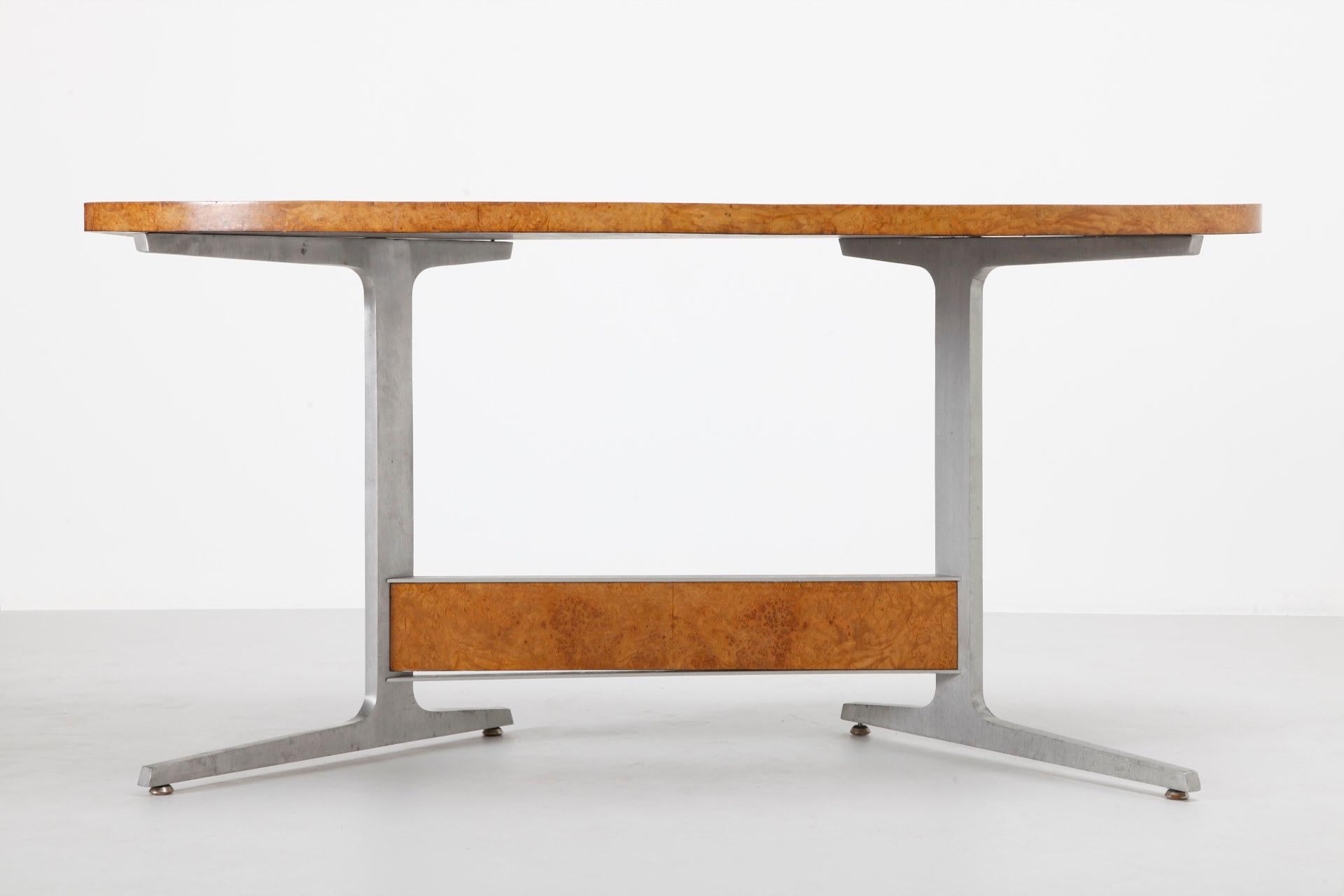 Mid-20th Century Burlwood Mid-Century Modern Floating Desk, Console, 1960s, France For Sale