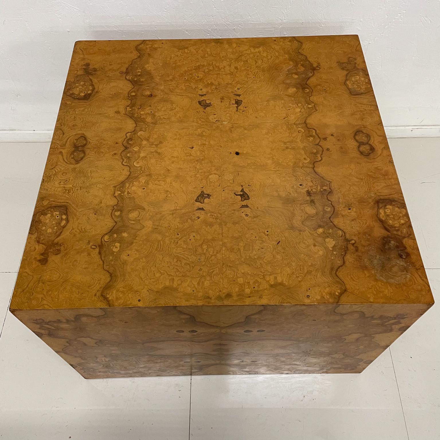1970s Burlwood Cube Coffee Table Style of Milo Baughman For Sale 4