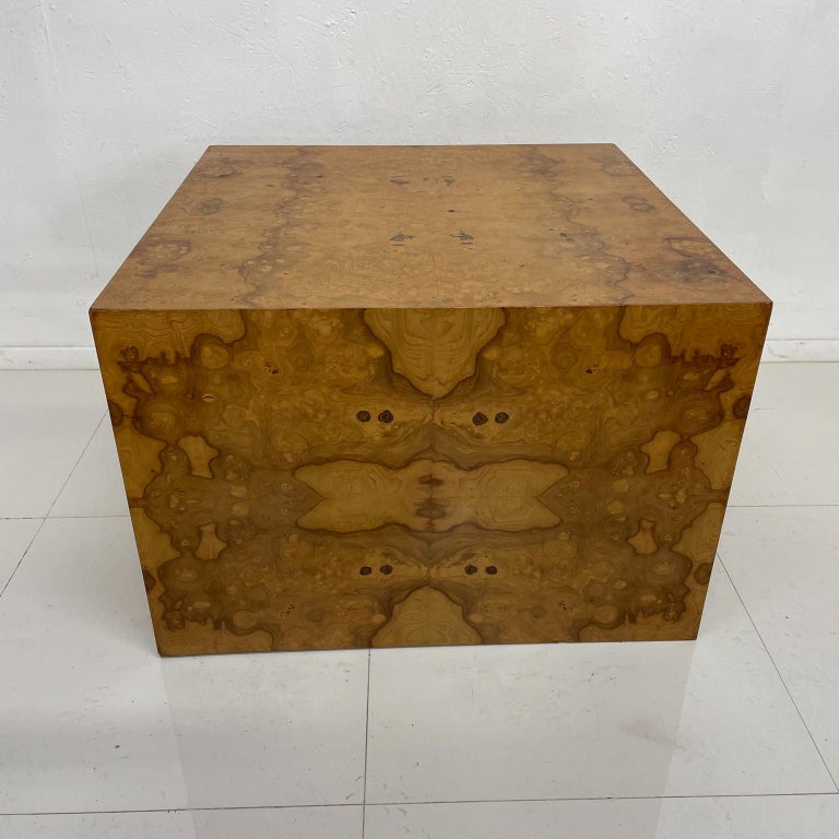 Burlwood Modern Square Cube Coffee Table Style of Milo Baughman 1970s For Sale 6