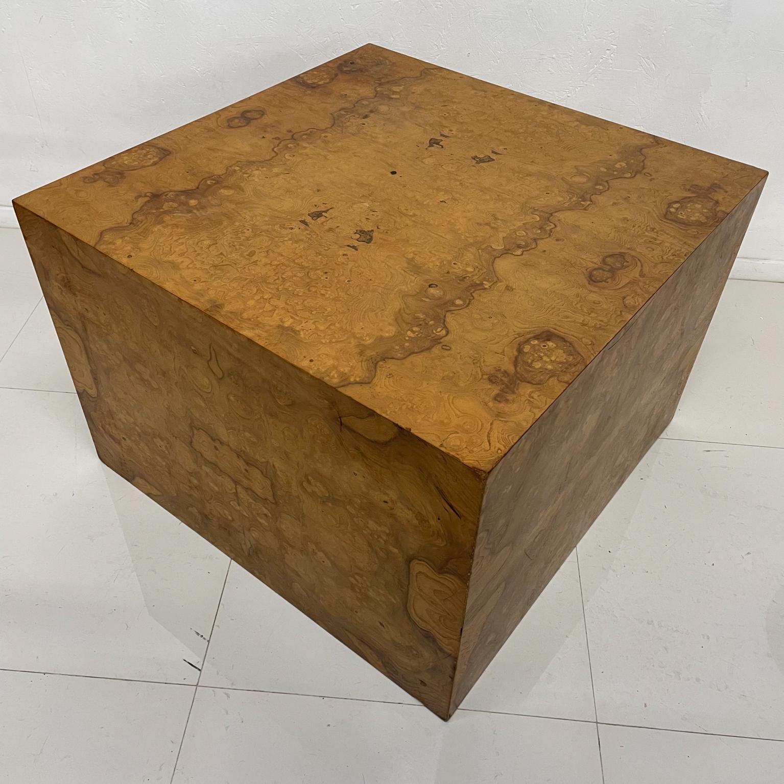 Wood 1970s Burlwood Cube Coffee Table Style of Milo Baughman For Sale