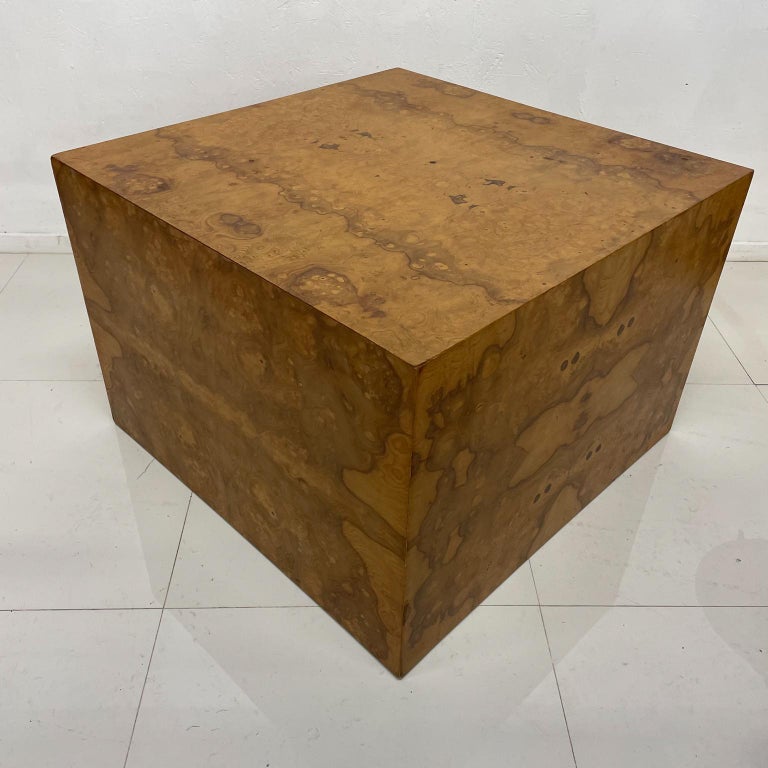 Burlwood Modern Square Cube Coffee Table Style of Milo Baughman 1970s For Sale 2
