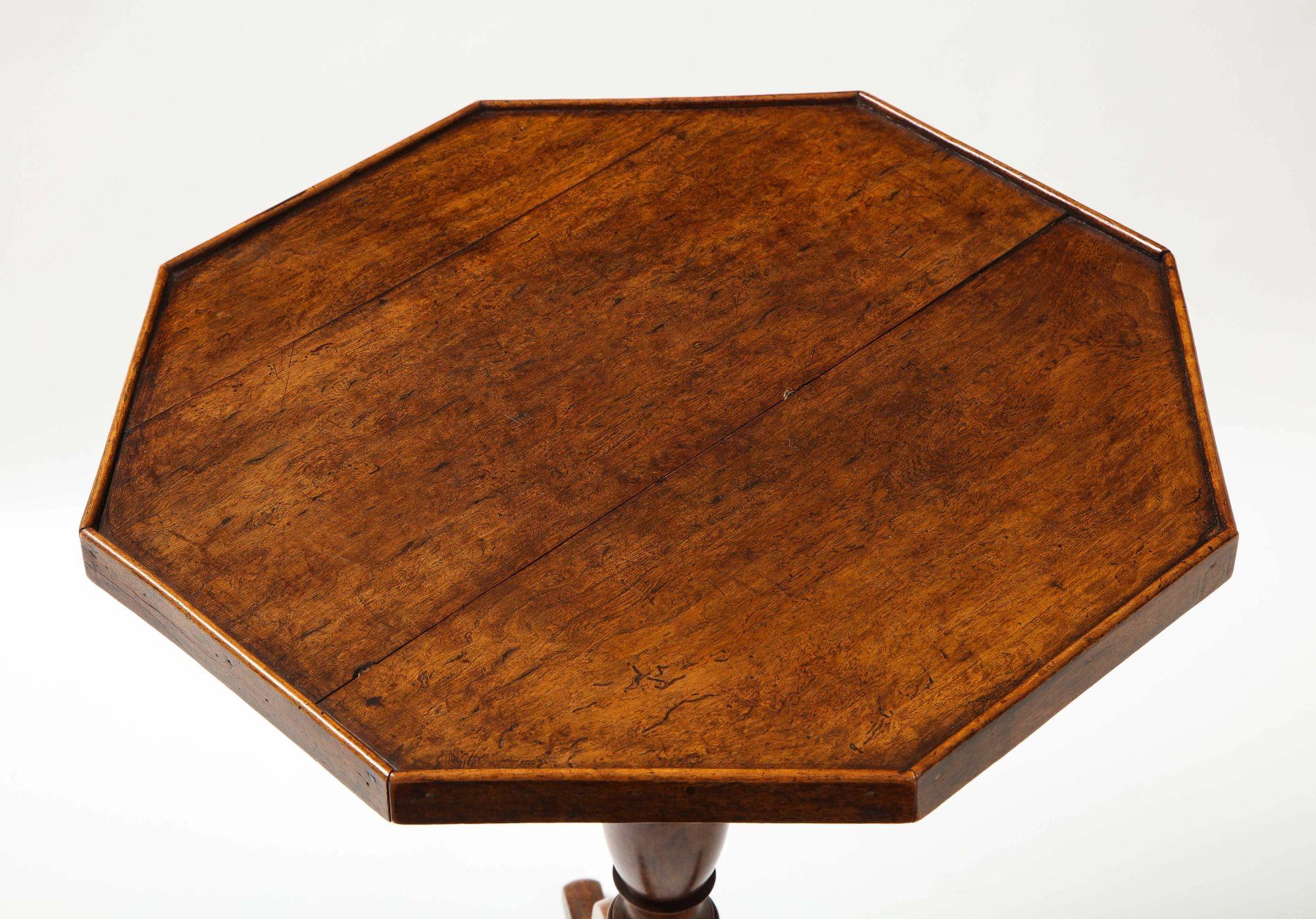 English Burlwood Octagonal Tripod Table
