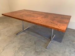 Milo Baughman Style Burlwood Desk Or Table By Stendig-Finland