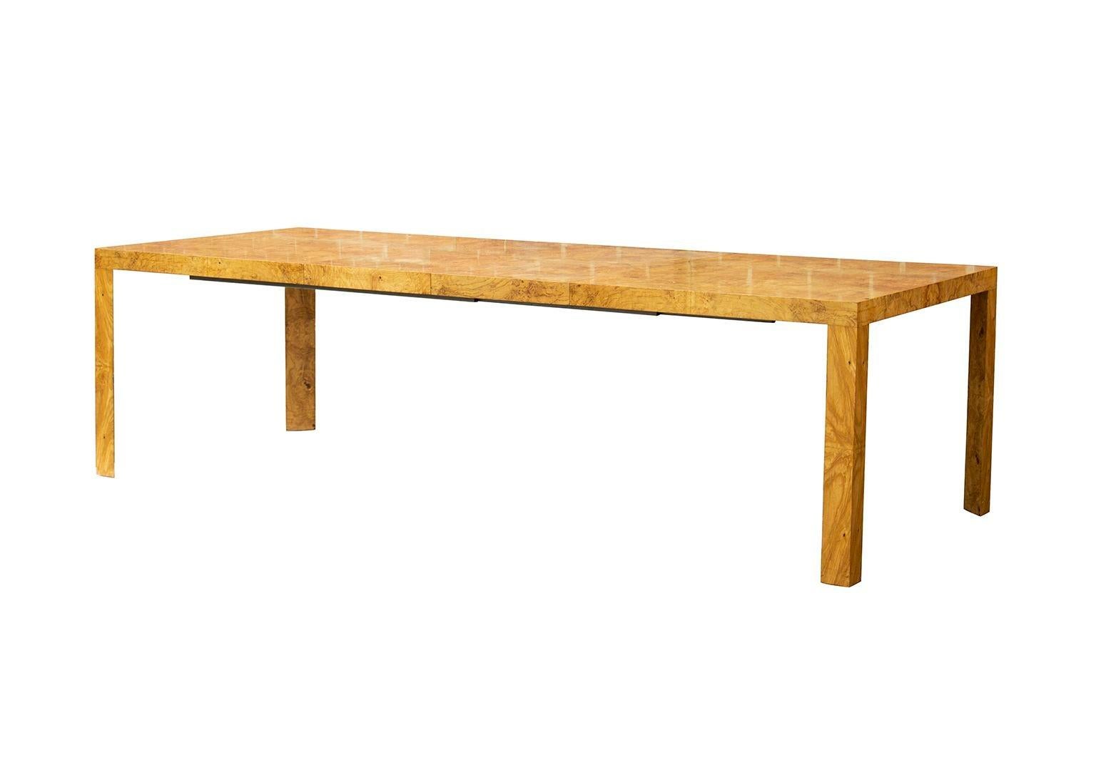 Burlwood Parsons Dining Table with 2 Leaves by Dunbar For Sale 10