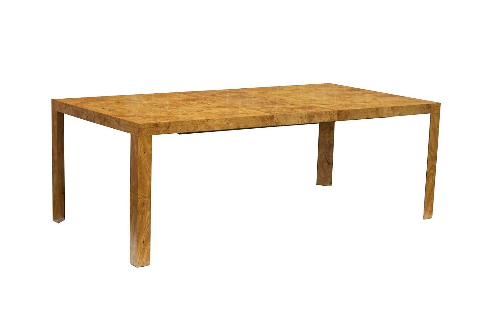Wood Burlwood Parsons Dining Table with 2 Leaves by Dunbar For Sale