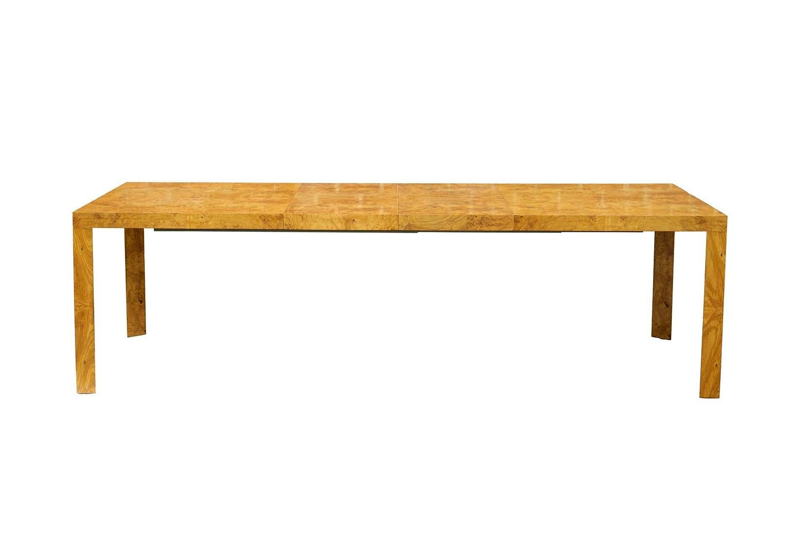 Burlwood Parsons Dining Table with 2 Leaves by Dunbar For Sale 1