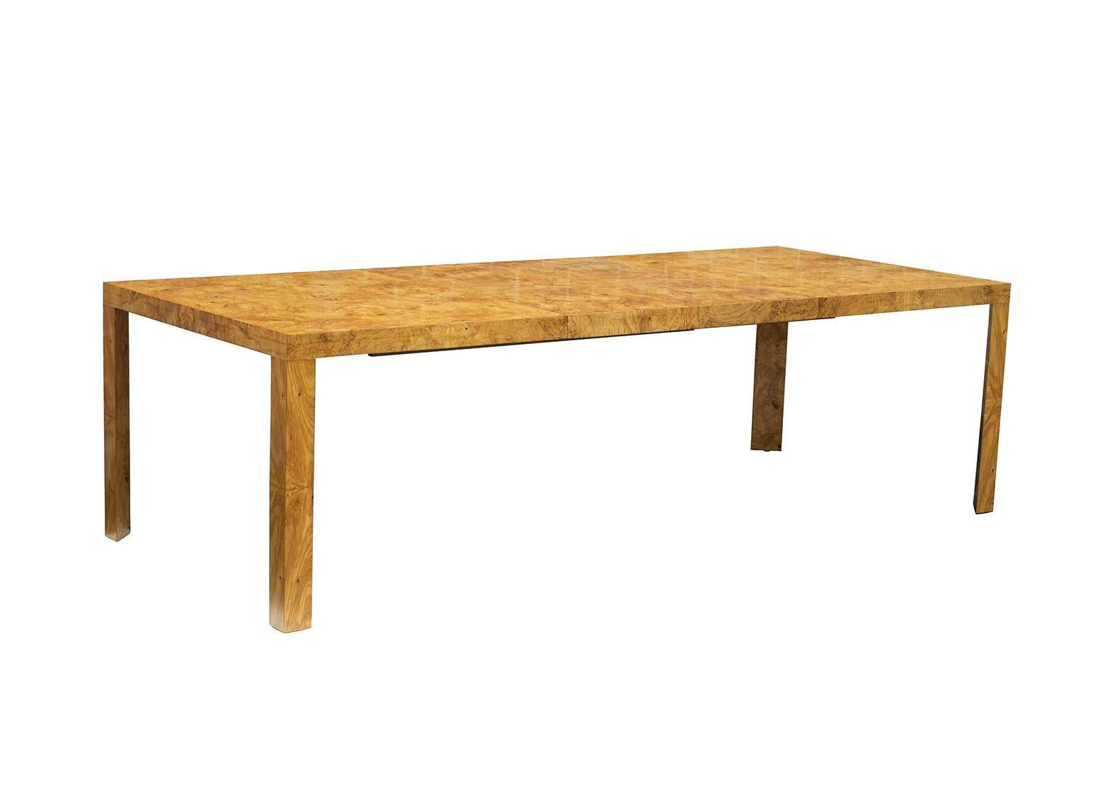 Burlwood Parsons Dining Table with 2 Leaves by Dunbar For Sale 2