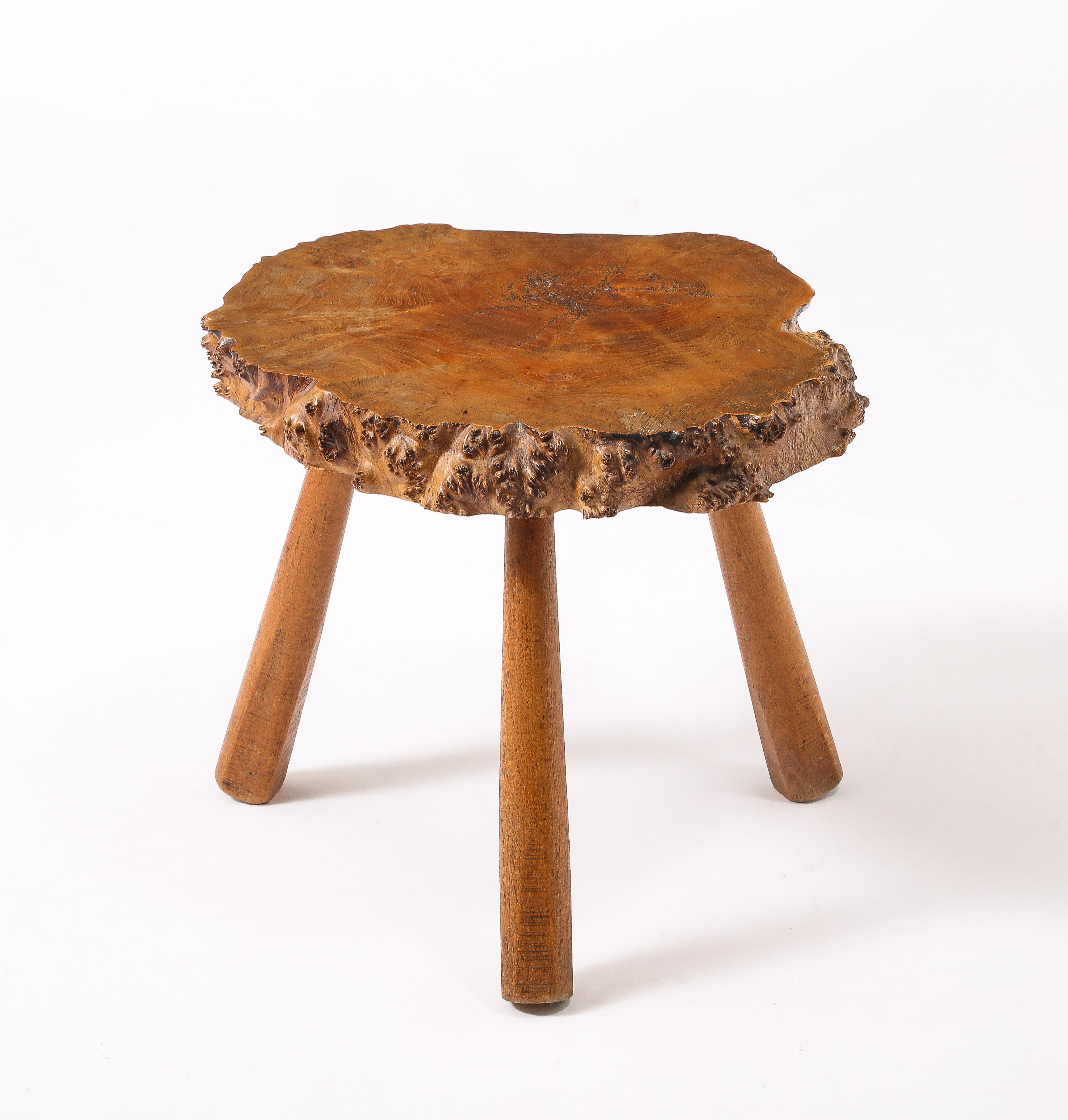 French Burlwood Side Table, France 1950's For Sale
