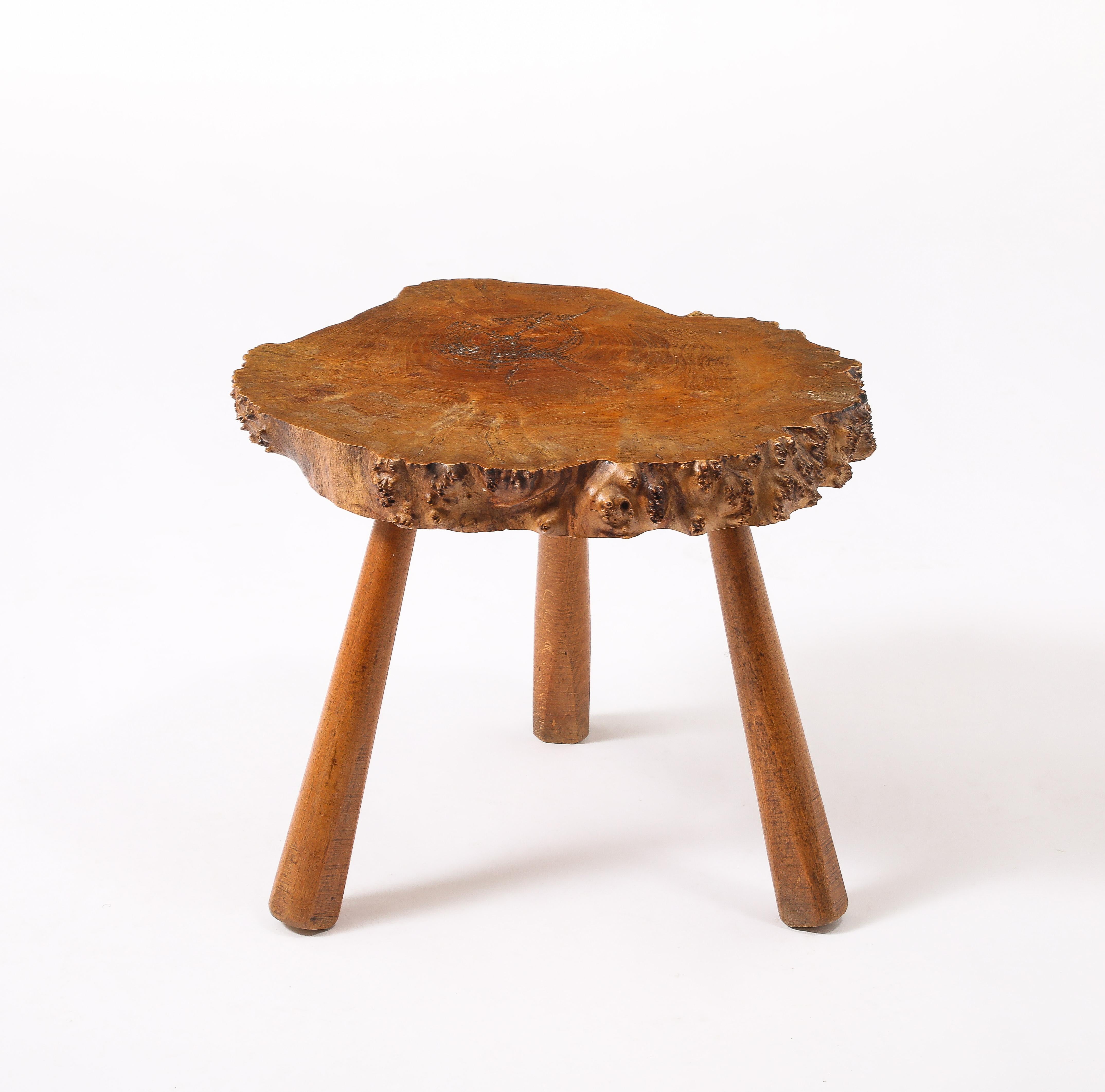 Burlwood Side Table, France 1950's In Good Condition For Sale In New York, NY