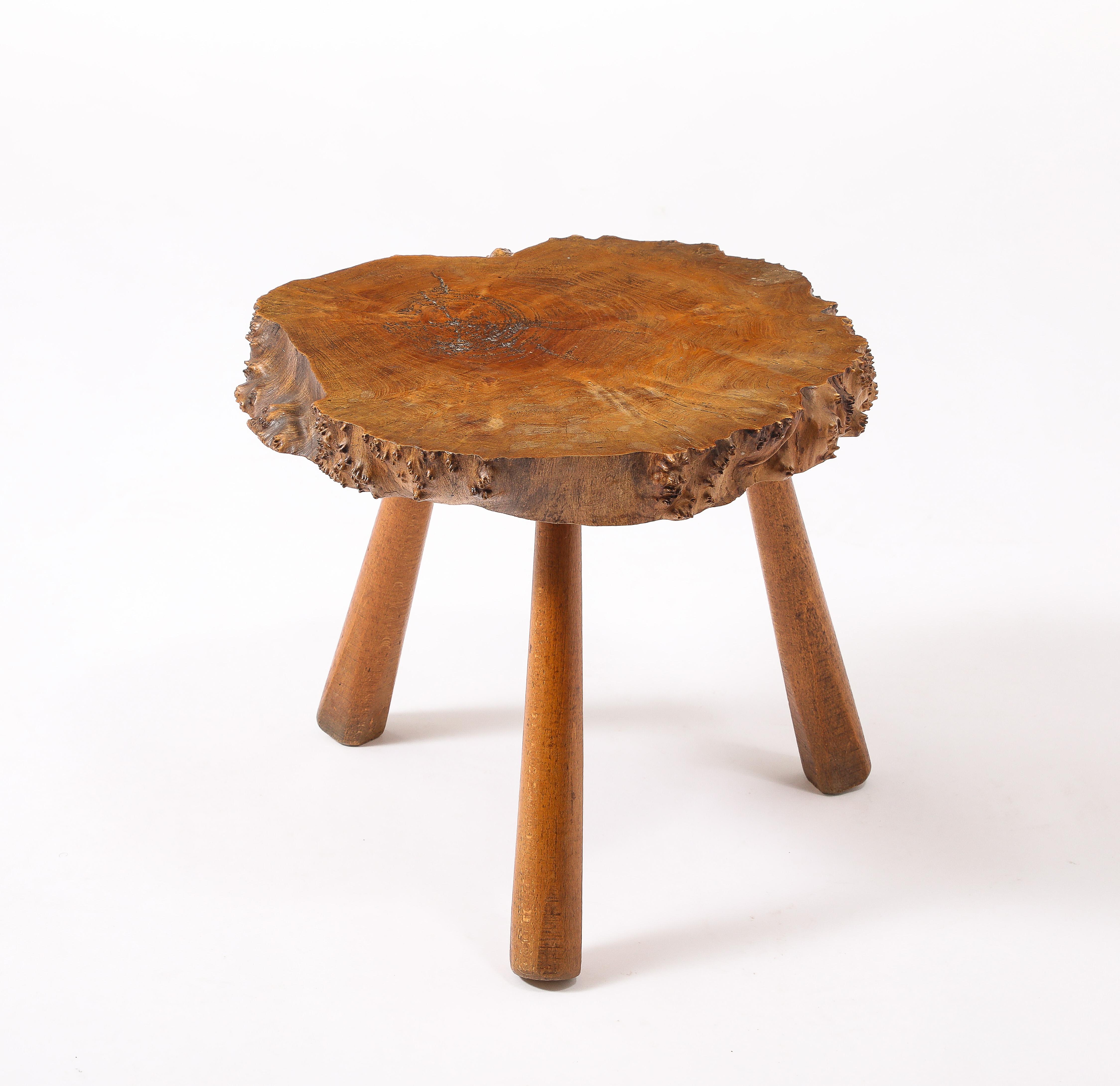 20th Century Burlwood Side Table, France 1950's For Sale