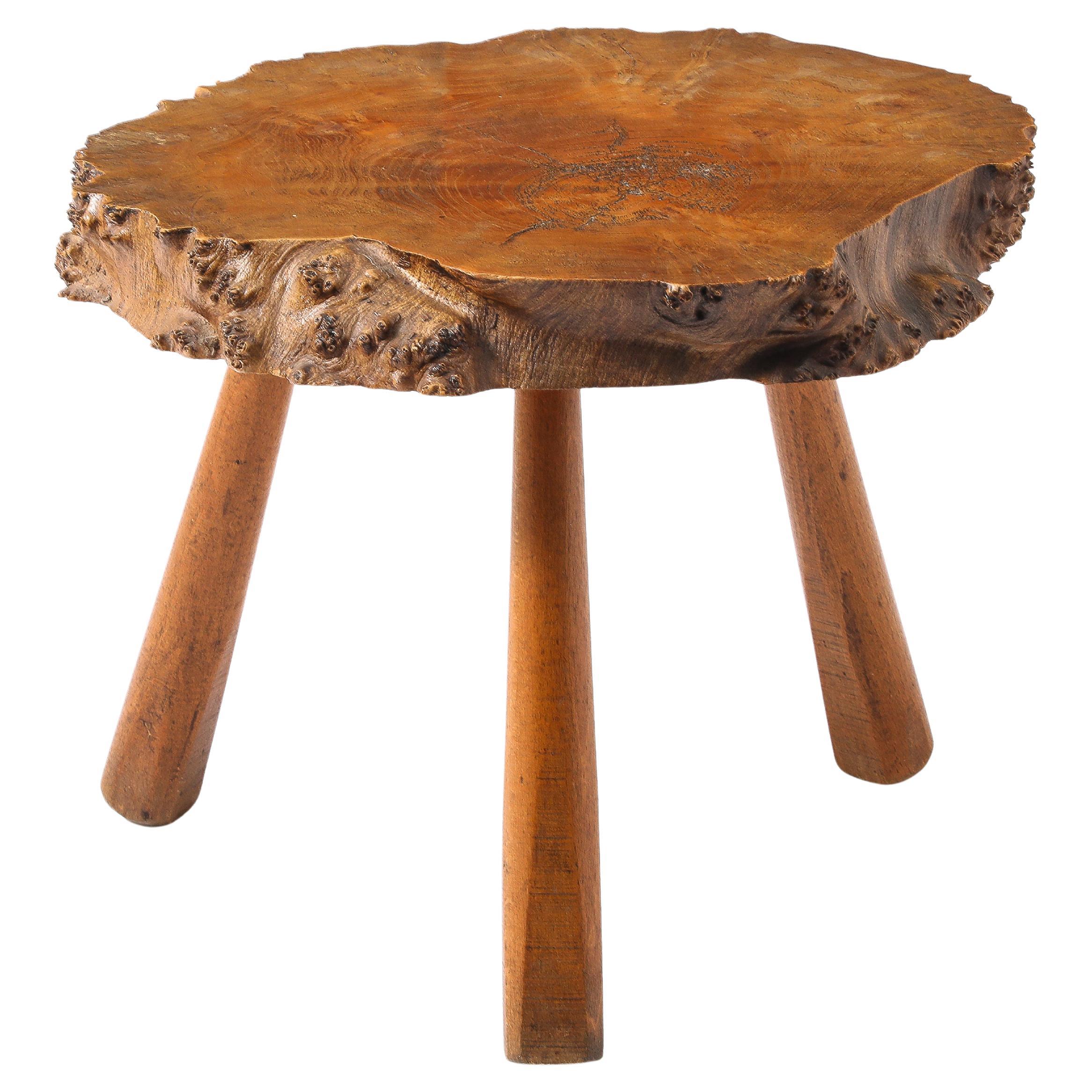 Burlwood Side Table, France 1950's For Sale
