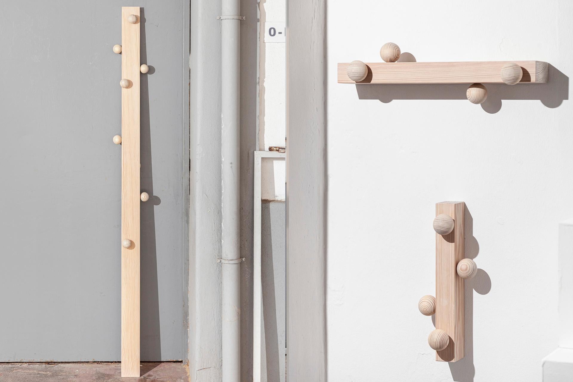 Woodwork Burly - Natural Pine Wood Coat Hanger by João Xará Handmade in Portugal For Sale