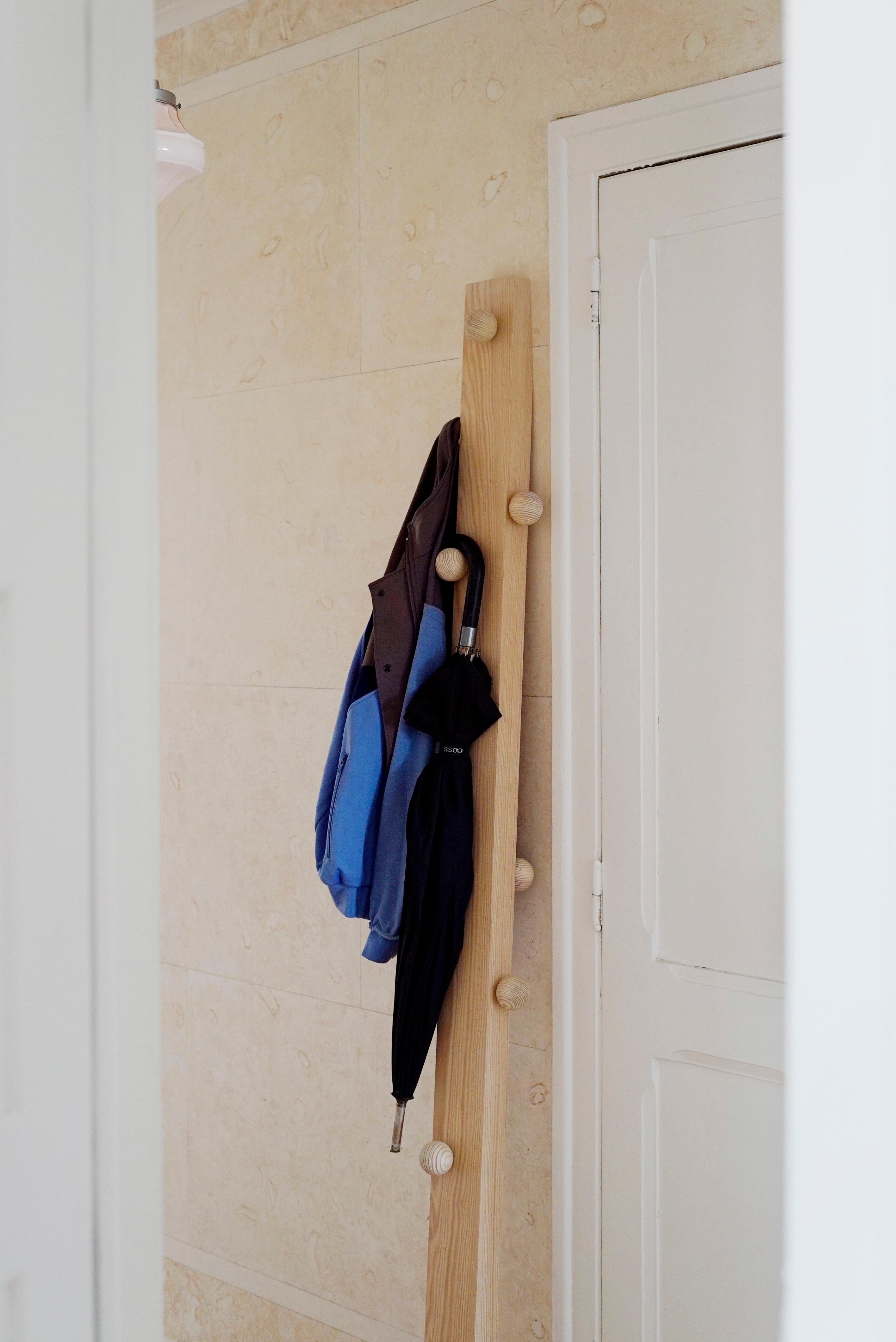 Contemporary Burly, Natural Pine Wood Coat Hanger by João Xará Handmade in Portugal For Sale