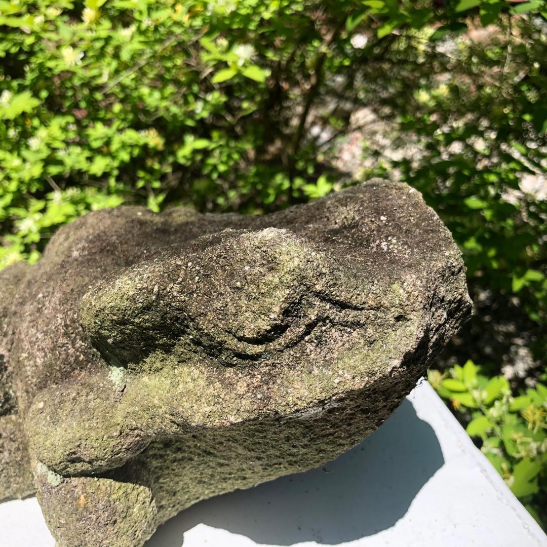 Taisho Burly Old Japanese Stone Frog Brings Joy to Your Heart, Garden and Soul
