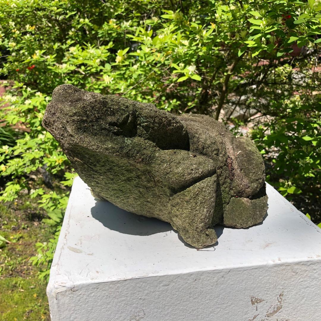 20th Century Burly Old Japanese Stone Frog Brings Joy to Your Heart, Garden and Soul