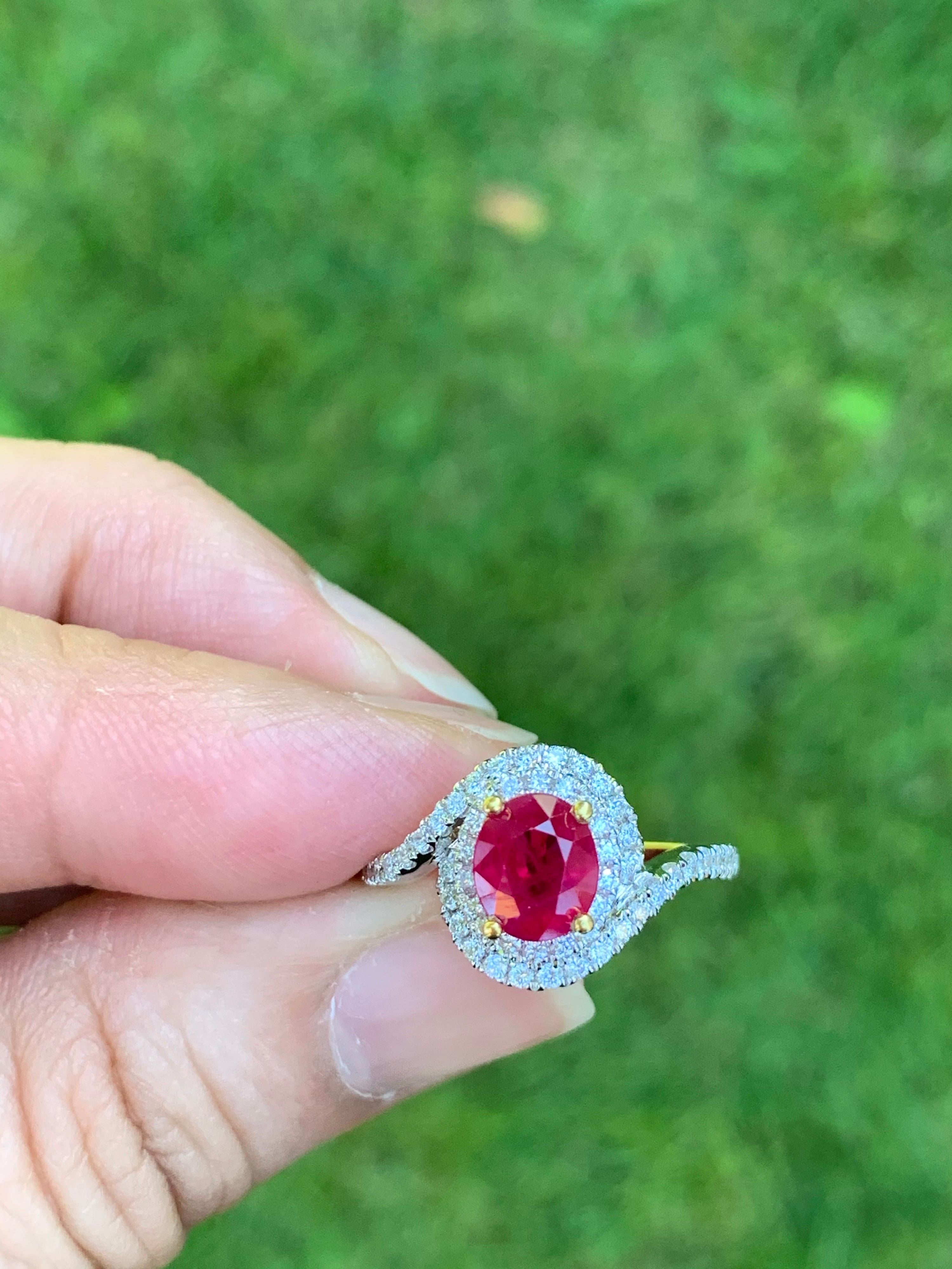Burma 1.59 Carat Ruby Diamond Ring 3