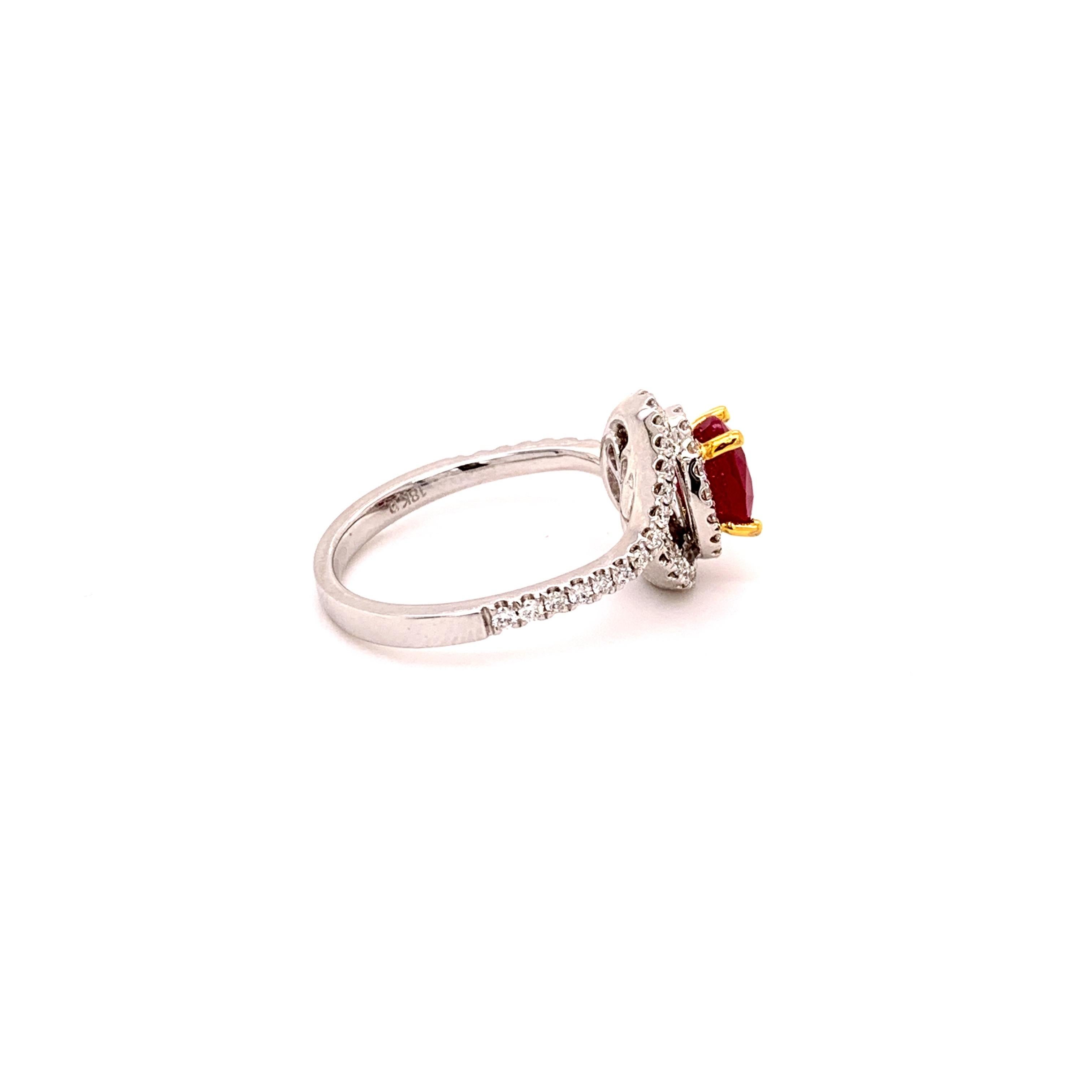 Contemporary Burma 1.59 Carat Ruby Diamond Ring