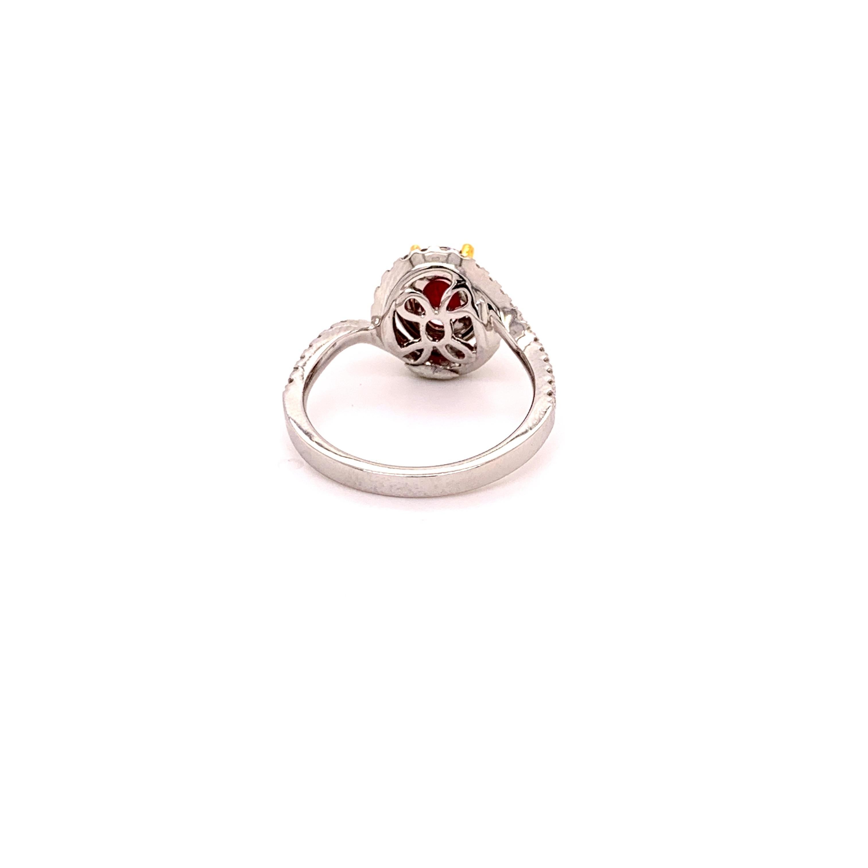 Burma 1.59 Carat Ruby Diamond Ring In New Condition In Richmond, BC
