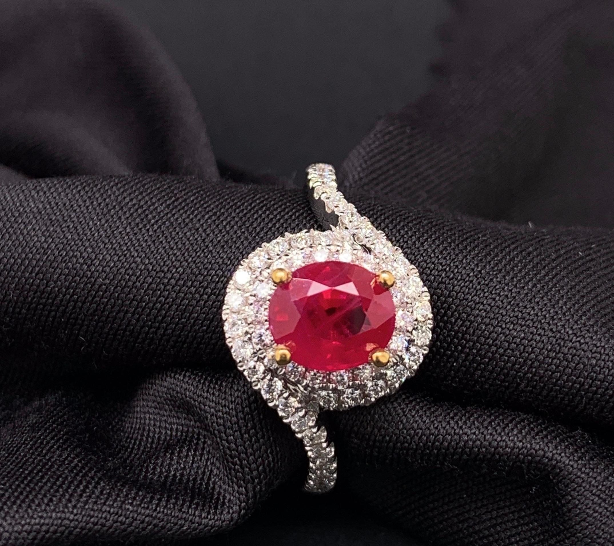 Burma 1.59 Carat Ruby Diamond Ring 1