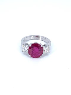 Burma 3.27 Carat Ruby & 1.41 Carat Diamond Cocktail Ring