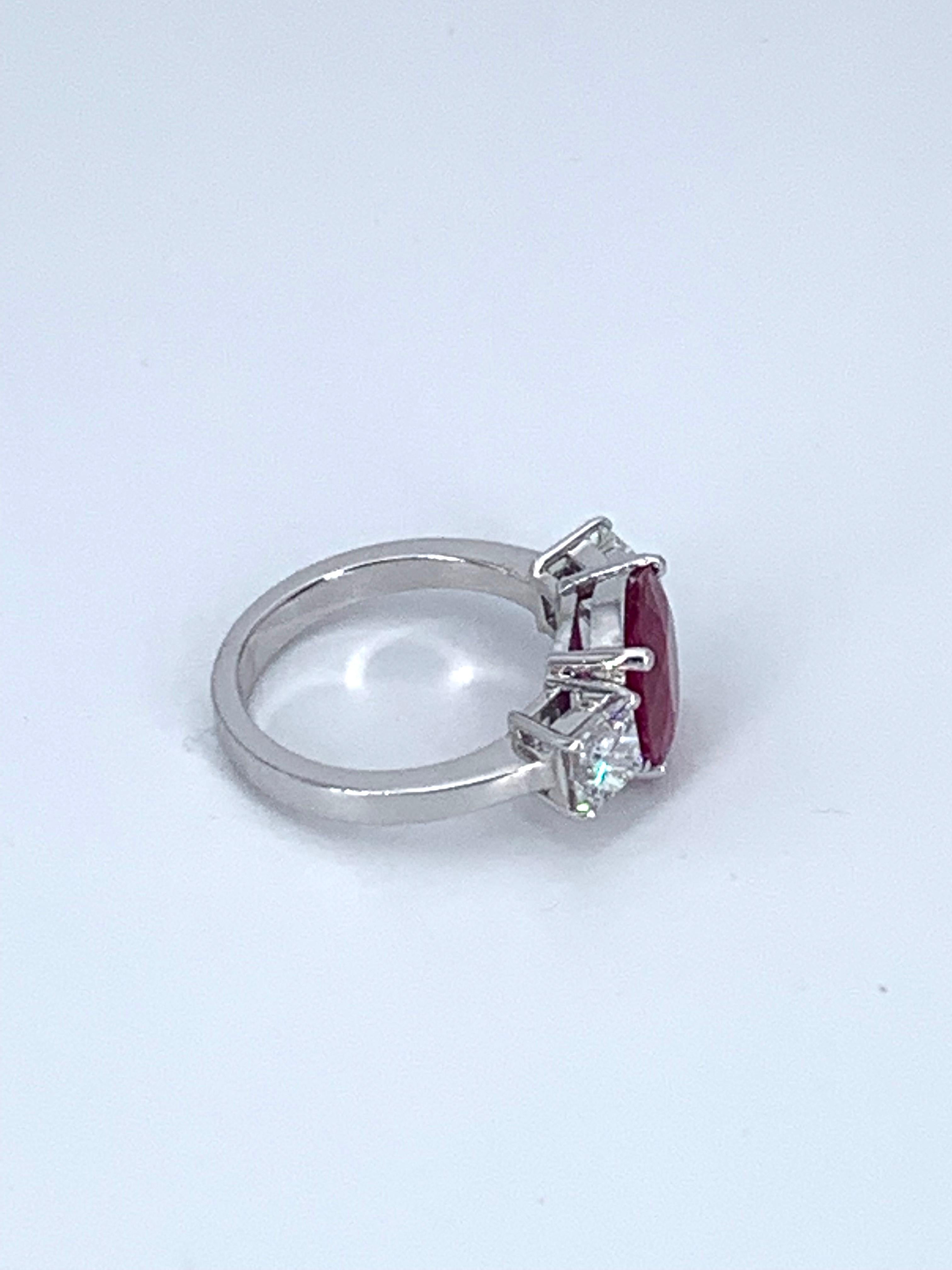 Artisan Burma 3.27 Carat Ruby & 1.41 Carat Diamond Cocktail Ring For Sale