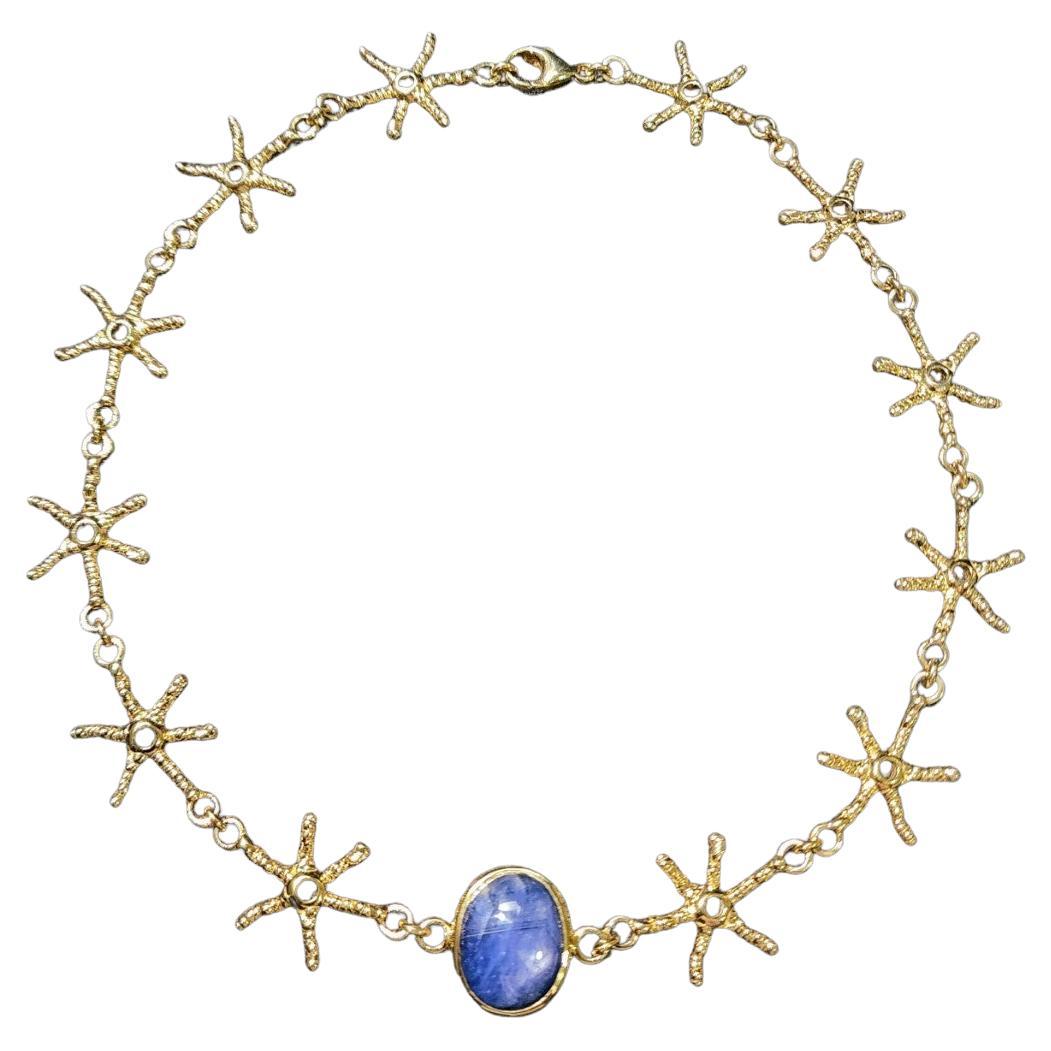 da uomo o donna Collana con zaffiro blu di Burma da 24,93 carati dallo stile unico in vendita