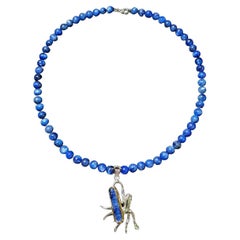 Burma Blauer Saphir 3,25 Karat Rollanhänger mit Kyanit 150,65 Karat Halskette 