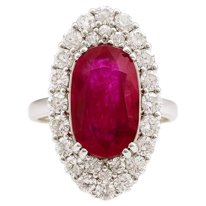 Burma längliches Kissen Rubin 7,19 ct Vintage By Ring