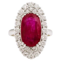 Burma elongated cushion Ruby 7.19 ct Vintage Ring