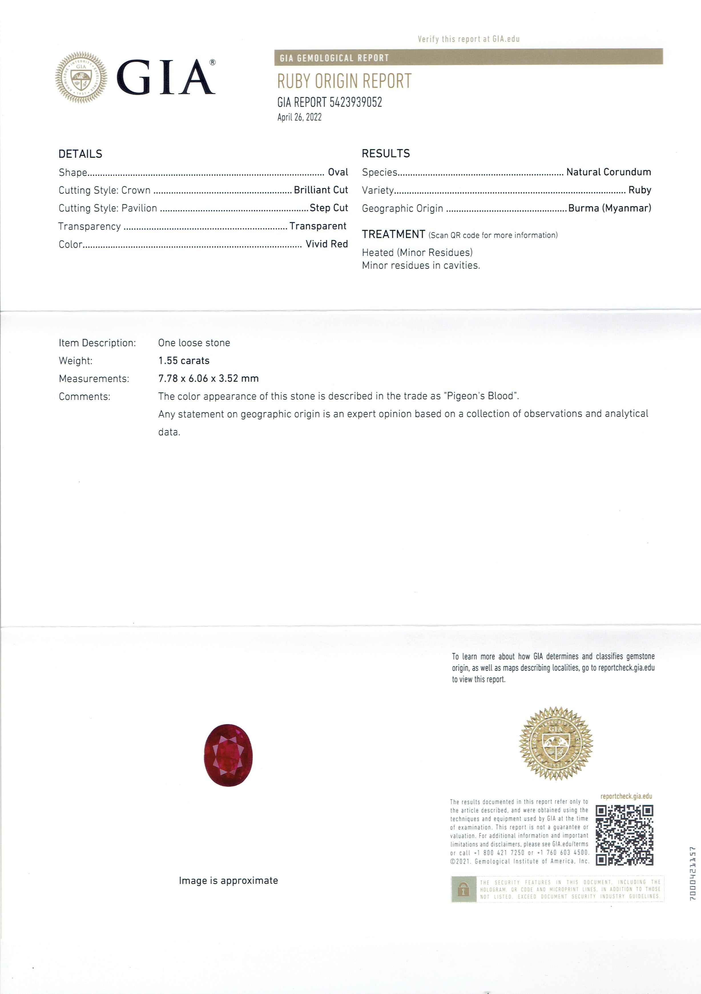 Boucles d'oreilles en or blanc 18 carats avec diamant rubis de Birmanie certifié GIA de 2,98 carats en vente 2
