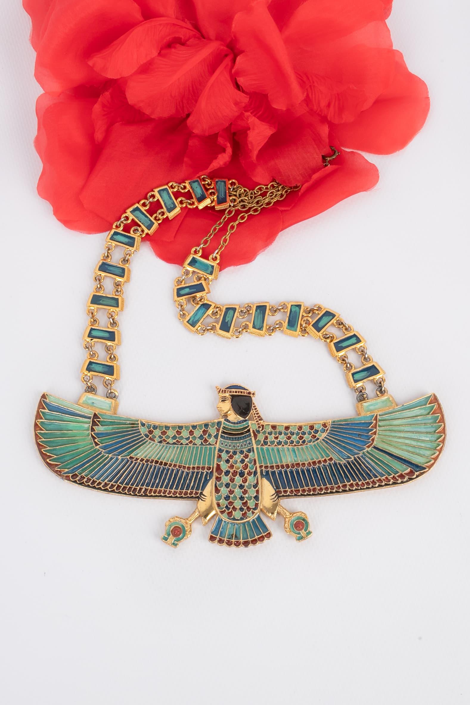 Burma Golden Metal Dickey Necklace with Enamel For Sale 6
