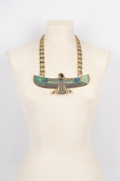 Burma Golden Metal Dickey Necklace with Enamel
