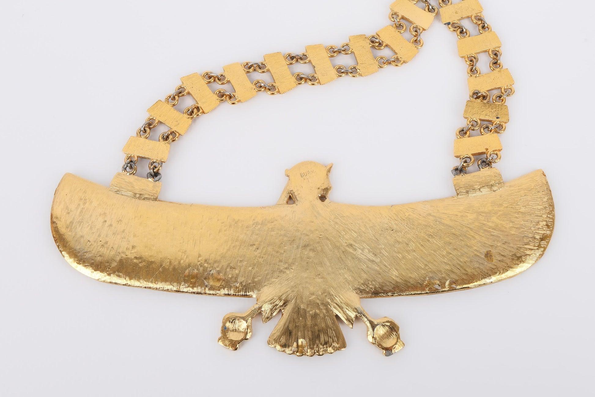Burma Golden Metal Dickey Necklace with Enamel In Excellent Condition For Sale In SAINT-OUEN-SUR-SEINE, FR