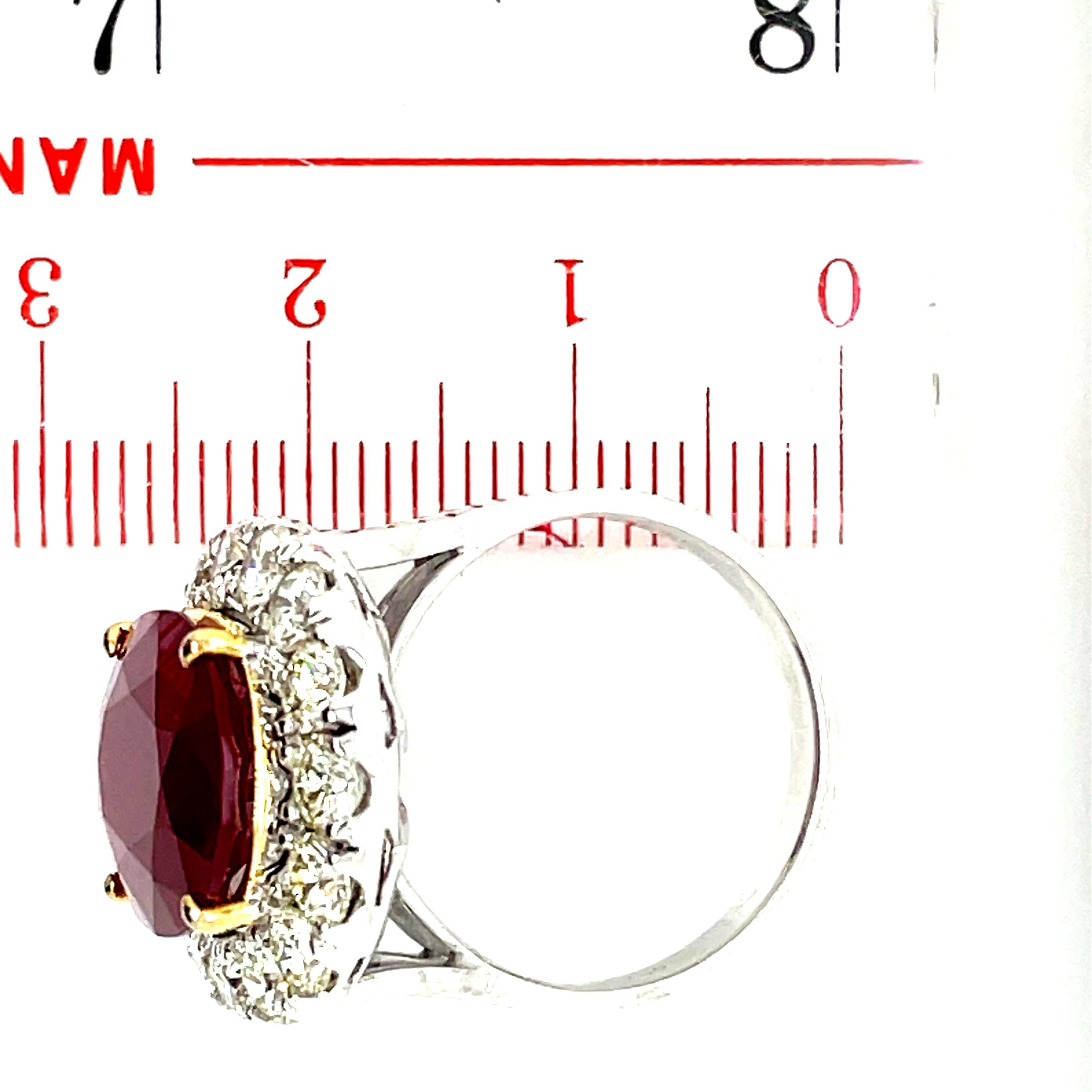 Burma (Myanmar) Ruby Cts 8.45 and Diamond Engagement Ring with GRS Certificate For Sale 4