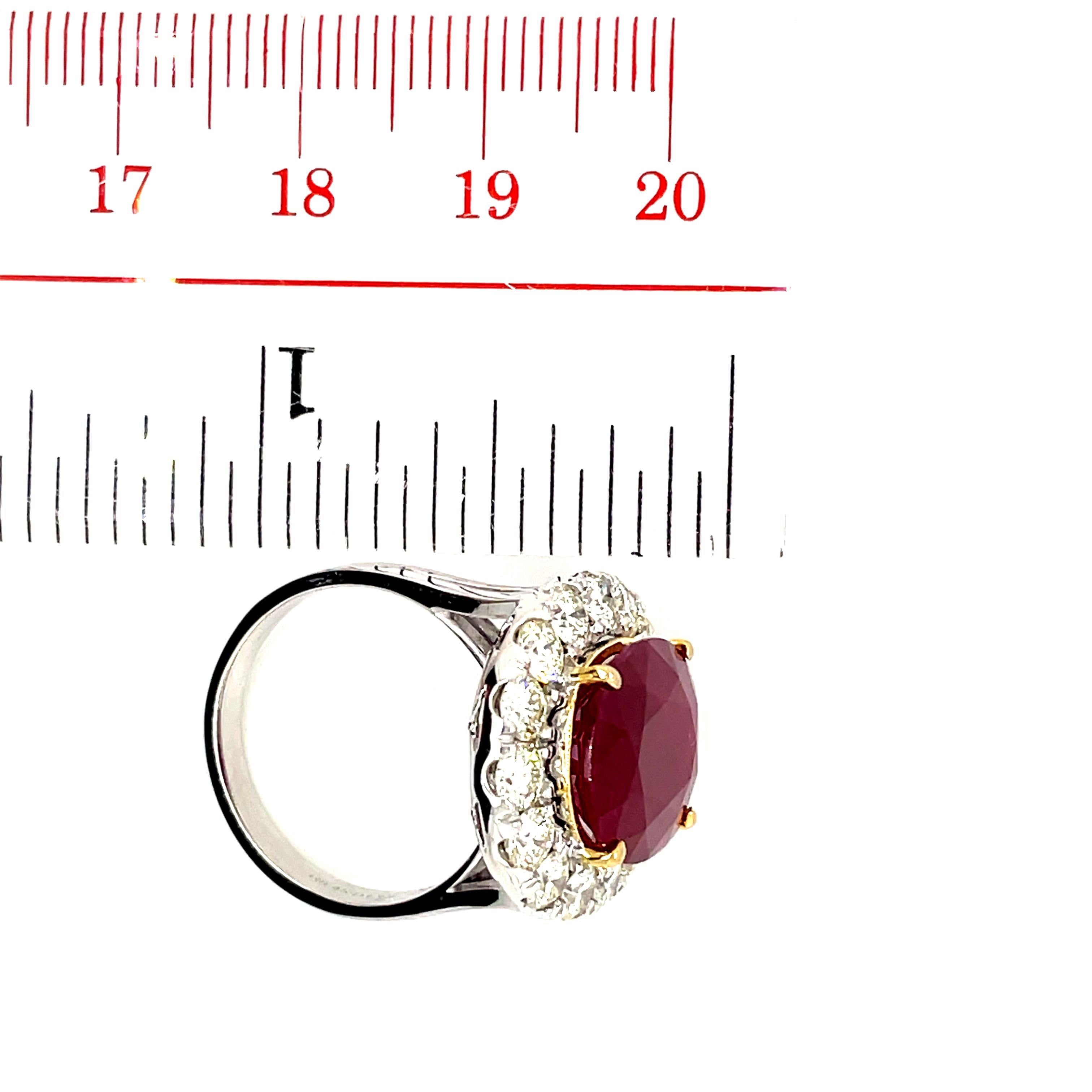 Burma (Myanmar) Ruby Cts 8.45 and Diamond Engagement Ring with GRS Certificate For Sale 5