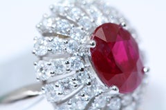 Burma Natural Corundum Ruby 18 Karat White Gold Diamonds Ring, 2.57 Carat