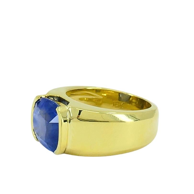 Women's or Men's Burma Natural Sapphire 18K Gold Ring GIA Report For Sale