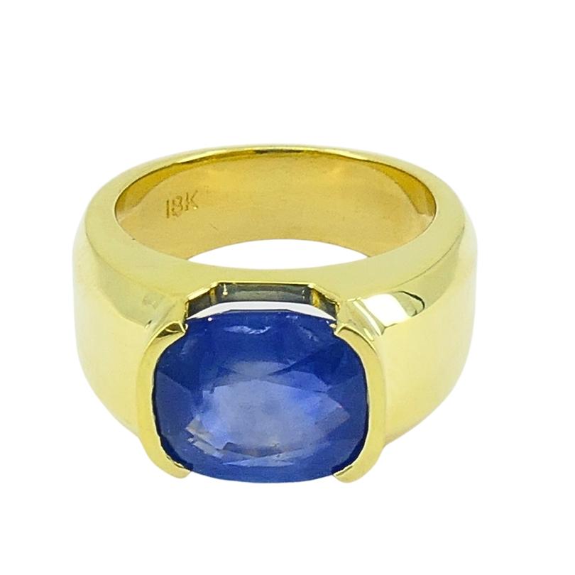 Burma Natural Sapphire 18K Gold Ring GIA Report For Sale 3