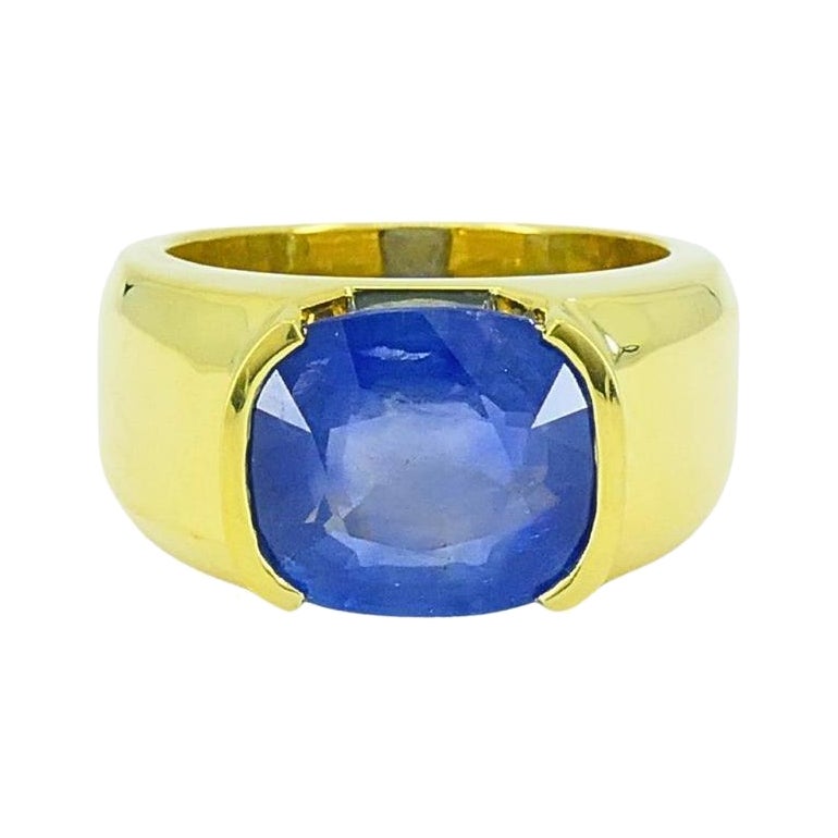 Burma Natural Sapphire 18K Gold Ring GIA Report For Sale