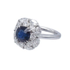 Burma No Heat  AGL Certified Sapphire & Diamond Ring