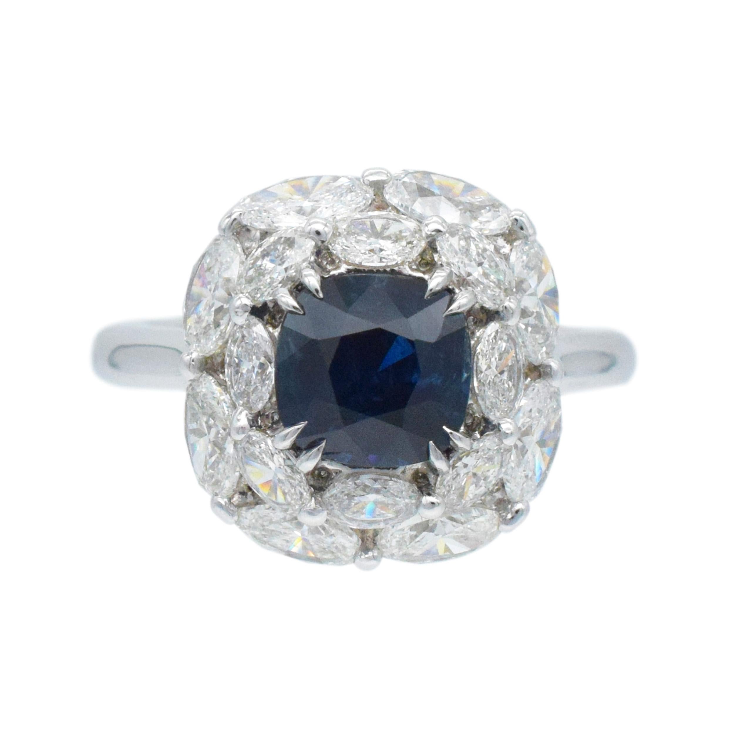 Burma No Heat  AGL zertifizierter Saphir & Diamant Ring (Künstler*in) im Angebot