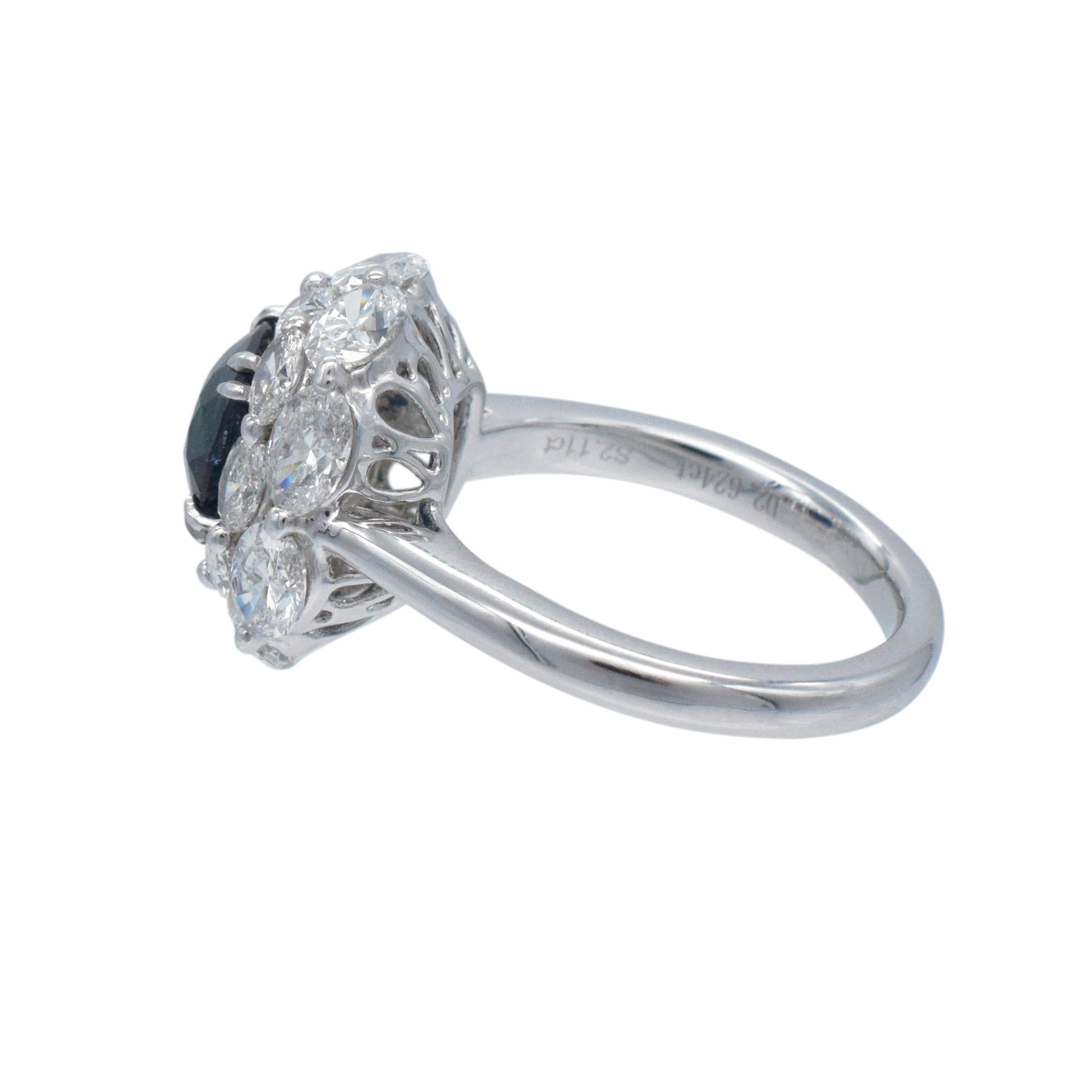 Burma No Heat  AGL zertifizierter Saphir & Diamant Ring im Angebot 1
