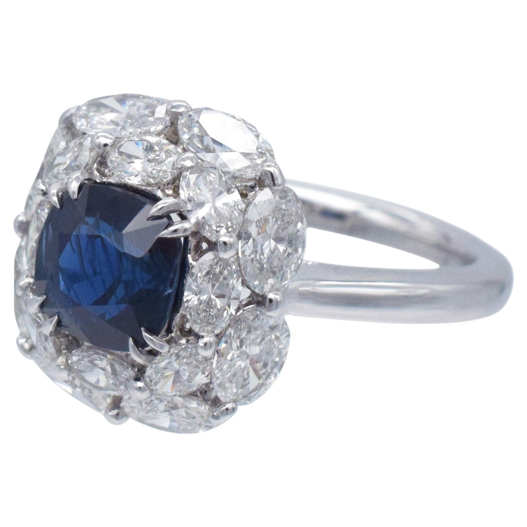 Burma No Heat  AGL zertifizierter Saphir 
Diamant Ring im Angebot