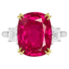 Burma No Heat Certified 3 Carat Ruby Cushion Diamond Ring