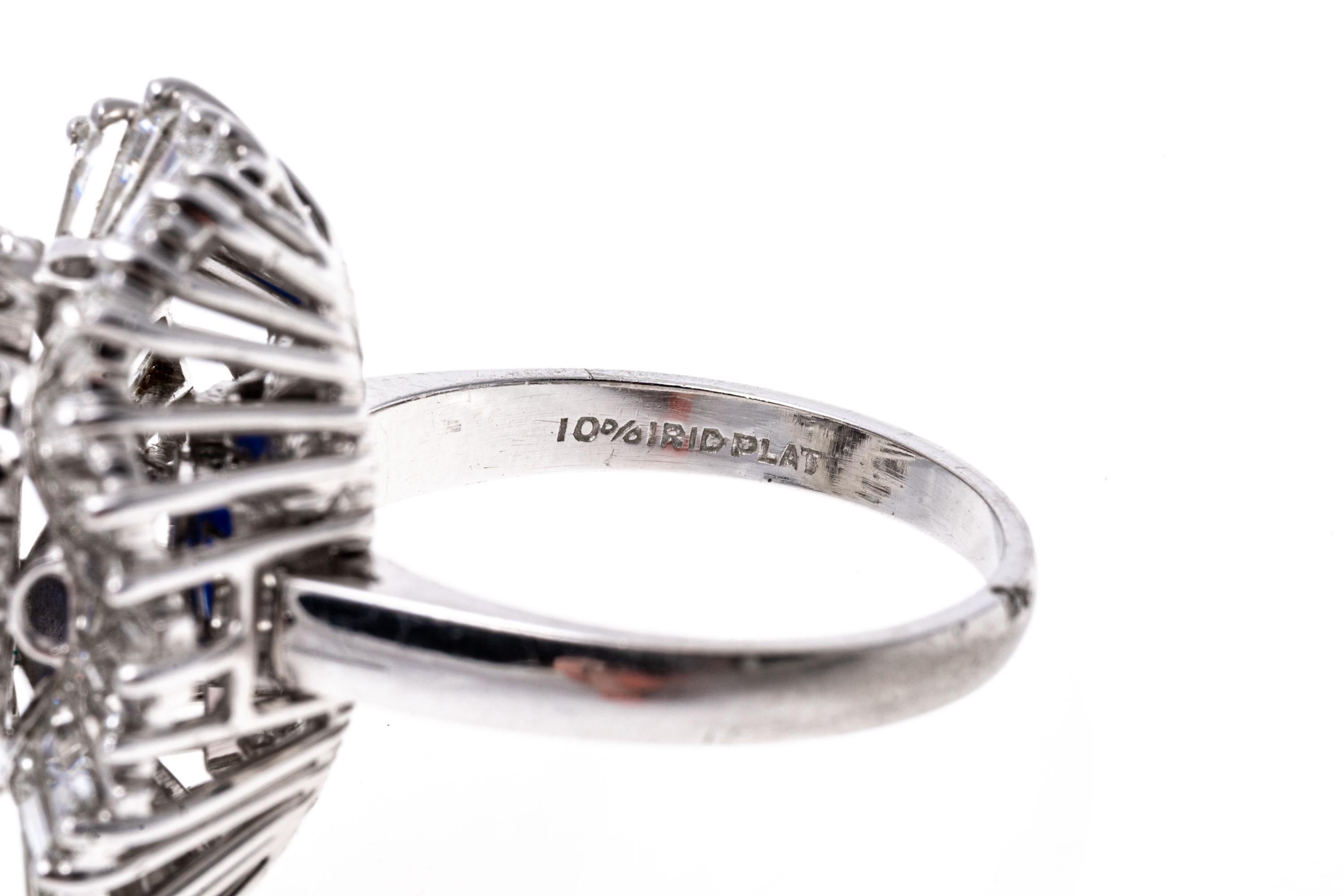 Oval Cut Burma No Heat Natural Blue Sapphire and Diamond Ballerina Ring in Platinum
