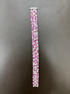 Burma No Heat Pink Sapphire White Diamond Platinum Bracelet